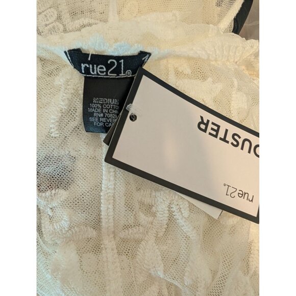 Elegant Sheer White Lace Kimono Cardigan Duster Medium Boho Cottagecore - Picture 5 of 6